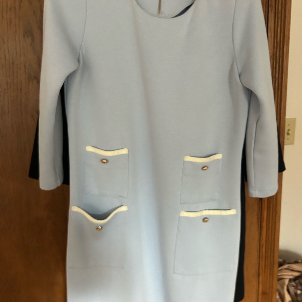 Tuckernuck Francoise Light Blue Dress with Gold Zipper